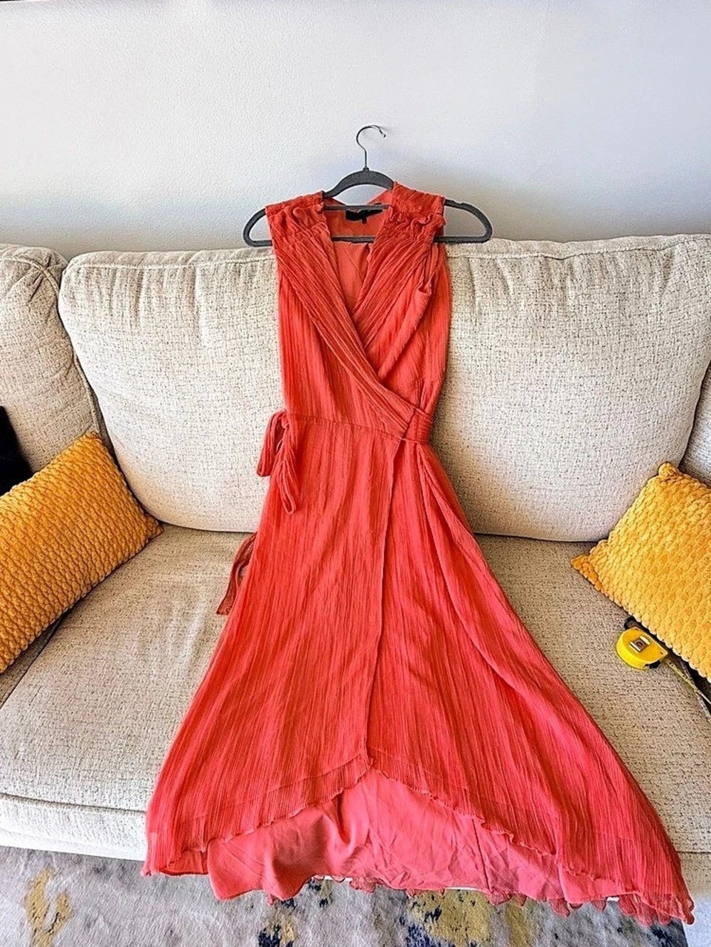 House of Harlow 1960 Orange Wrap Maxi Dress Size Small